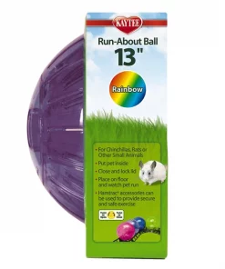 Kaytee Mega Run Exercise Ball Small Pet Toy, Assorted Colors, 13-in