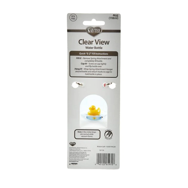 Kaytee Clear View Small Pet Water Bottle, 4-oz bottle 2 Kaytee Clear View Small Pet Water Bottle, 4-oz bottle - Image 2
