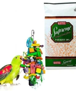 Kaytee||SunGrow Kaytee Supreme Parakeet Food + Sungrow Parrot Chew Toy, Foraging Blocks, Rainbow Wood