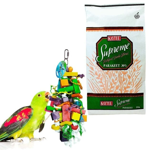 Kaytee||SunGrow Kaytee Supreme Parakeet Food + Sungrow Parrot Chew Toy, Foraging Blocks, Rainbow Wood 1 Kaytee||SunGrow Kaytee Supreme Parakeet Food + Sungrow Parrot Chew Toy, Foraging Blocks, Rainbow Wood