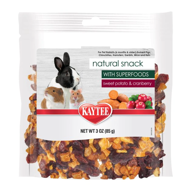 Kaytee Natural Snack with Superfoods Sweet Potato & Cranberry Blend Small Pet Treats, 3-oz bag 1 Kaytee Natural Snack with Superfoods Sweet Potato & Cranberry Blend Small Pet Treats, 3-oz bag
