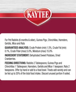 Kaytee Natural Snack with Superfoods Sweet Potato & Cranberry Blend Small Pet Treats, 3-oz bag 10 Kaytee Natural Snack with Superfoods Sweet Potato & Cranberry Blend Small Pet Treats, 3-oz bag -KAYTEE Sales Store 538014 PT4. SY630 V1657658874