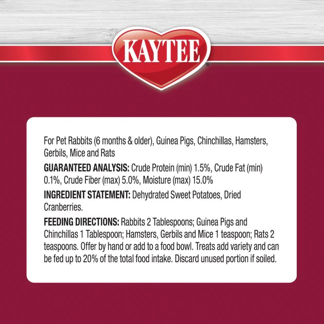 Kaytee Natural Snack with Superfoods Sweet Potato & Cranberry Blend Small Pet Treats, 3-oz bag 5 Kaytee Natural Snack with Superfoods Sweet Potato & Cranberry Blend Small Pet Treats, 3-oz bag - Image 5