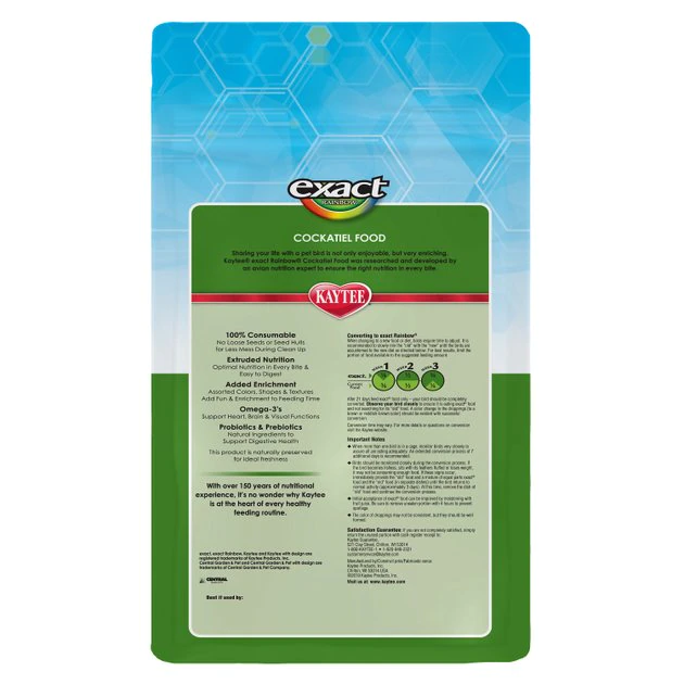 Kaytee Exact Rainbow Cockatiel Bird Food 3 Kaytee Exact Rainbow Cockatiel Bird Food - Image 3